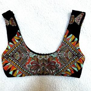 Volcom Swim Yoga Crop top black print cropped tank